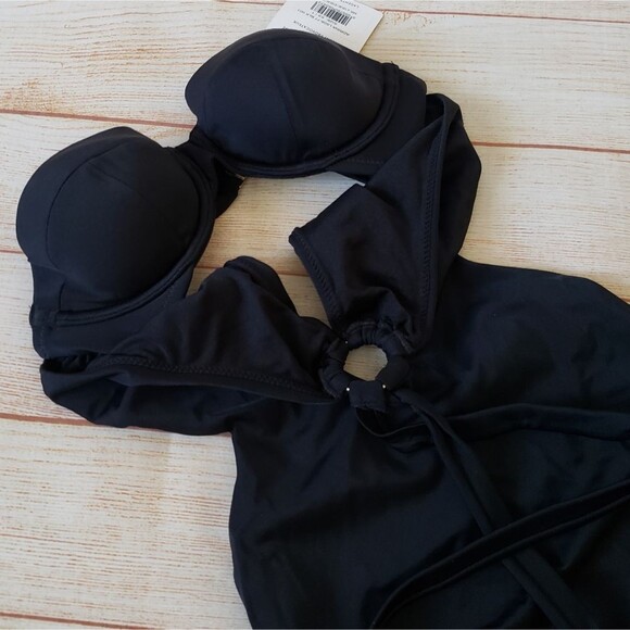 L'Agent by Agent Provocateur Adrina Halter Cutout One-Piece Swimsuit Black XS - Picture 7 of 15